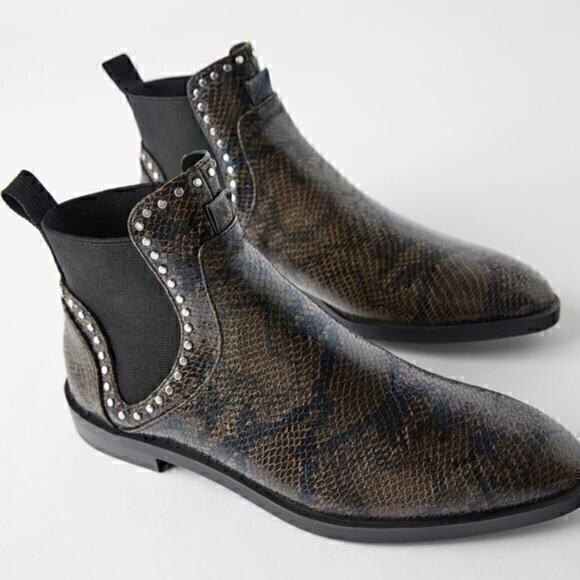 ZARA Brown US 6.5 Almond Toe Boots NWT - Picture 3 of 13